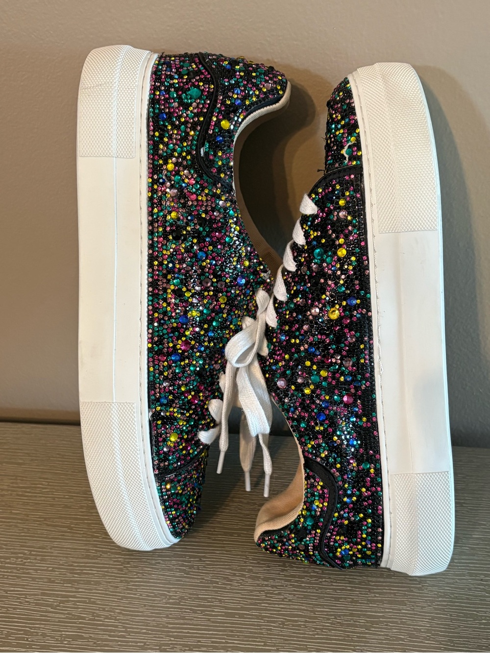 Blue by Betsey Johnson Sidny Multi Rhinestone Platform Sneakers Size 9 - Picture 5 of 11